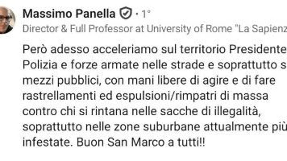 “Ora rastrellamenti ed espulsioni di massa”. Il commento del prof della Sapienza. E scoppia la bufera: “Ora dimissioni”