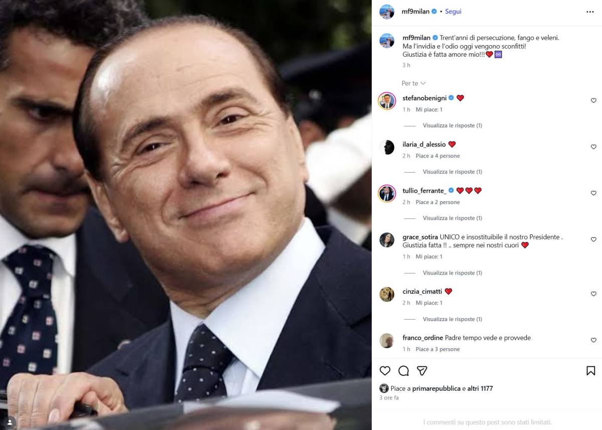 Archiviazione di Berlusconi, il messaggio di Marta Fascina: 