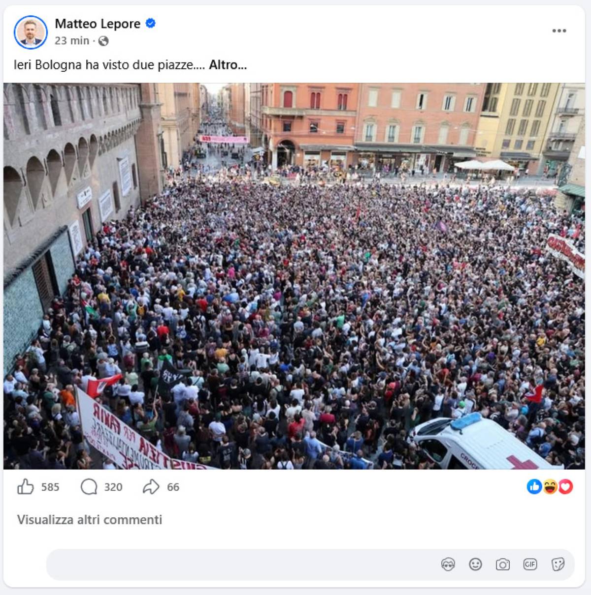 La piazza fisica sta con Leopore. Ma quella dei social racconta un'altra storia