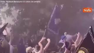 Scudetto Inter, i tifosi accolgono l'arrivo della squadra a San Siro