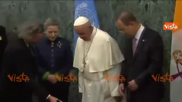 L'arrivo del Santo padre alle Nazioni Unite