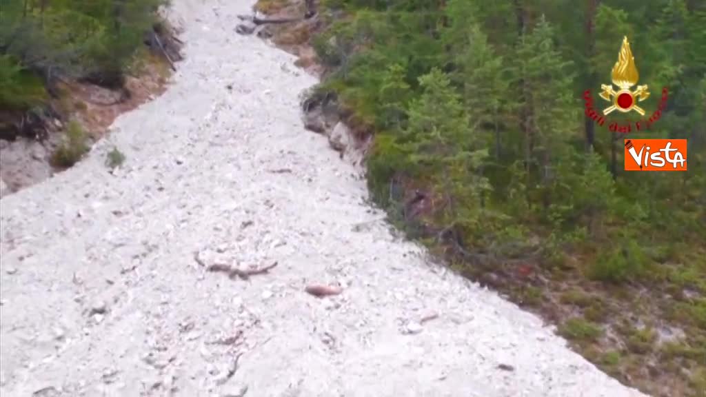 Le devastazioni causate dal maltempo nel bellunese viste dall’alto